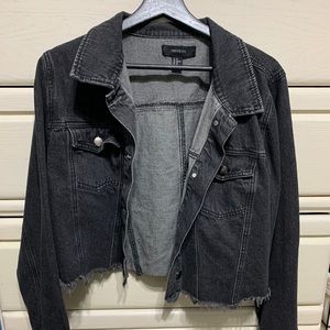 Cropped black denim jacket